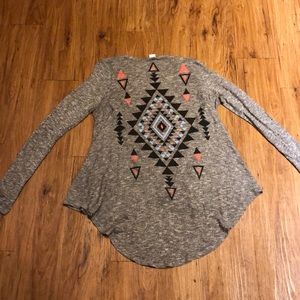 Grey tribal print cardigan- xl